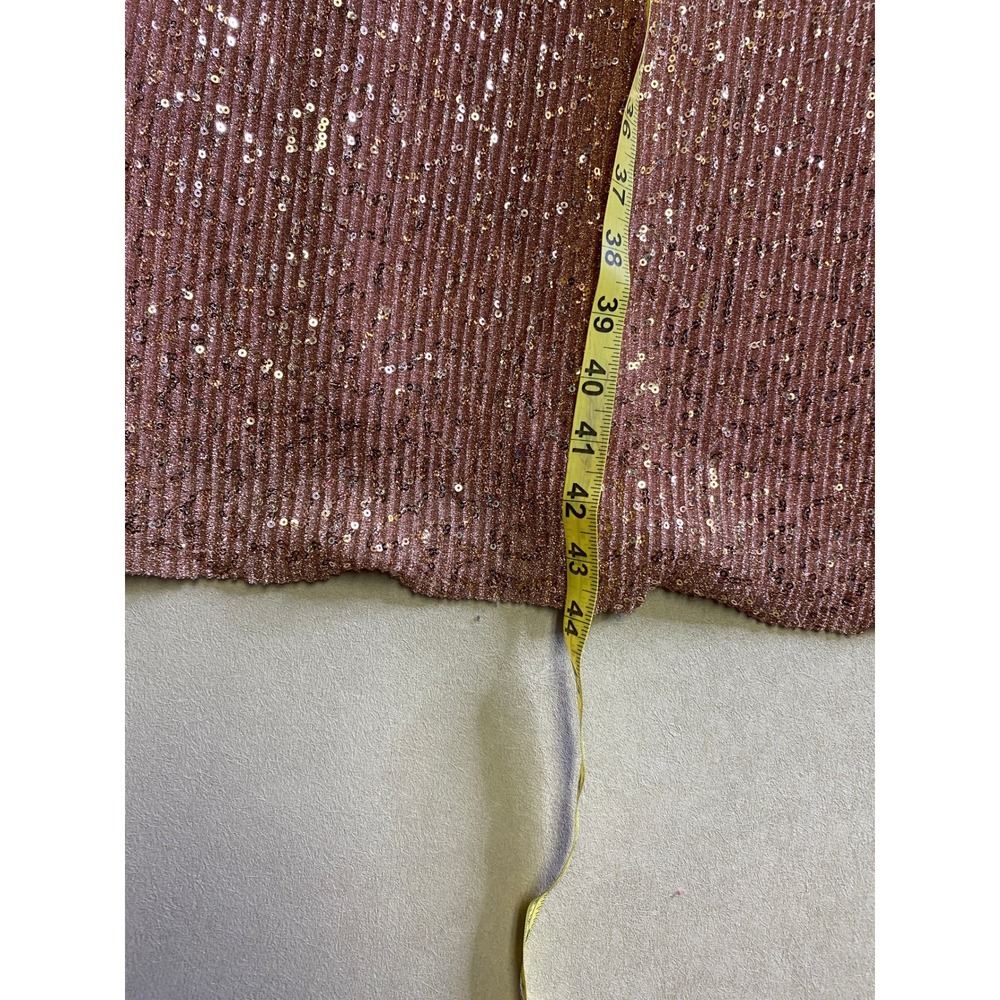 Connected Apparel Rose Gold Sequin Sheath Dress Cap Sleeve V-Neck Midi Size 12 - Picture 6 of 10
